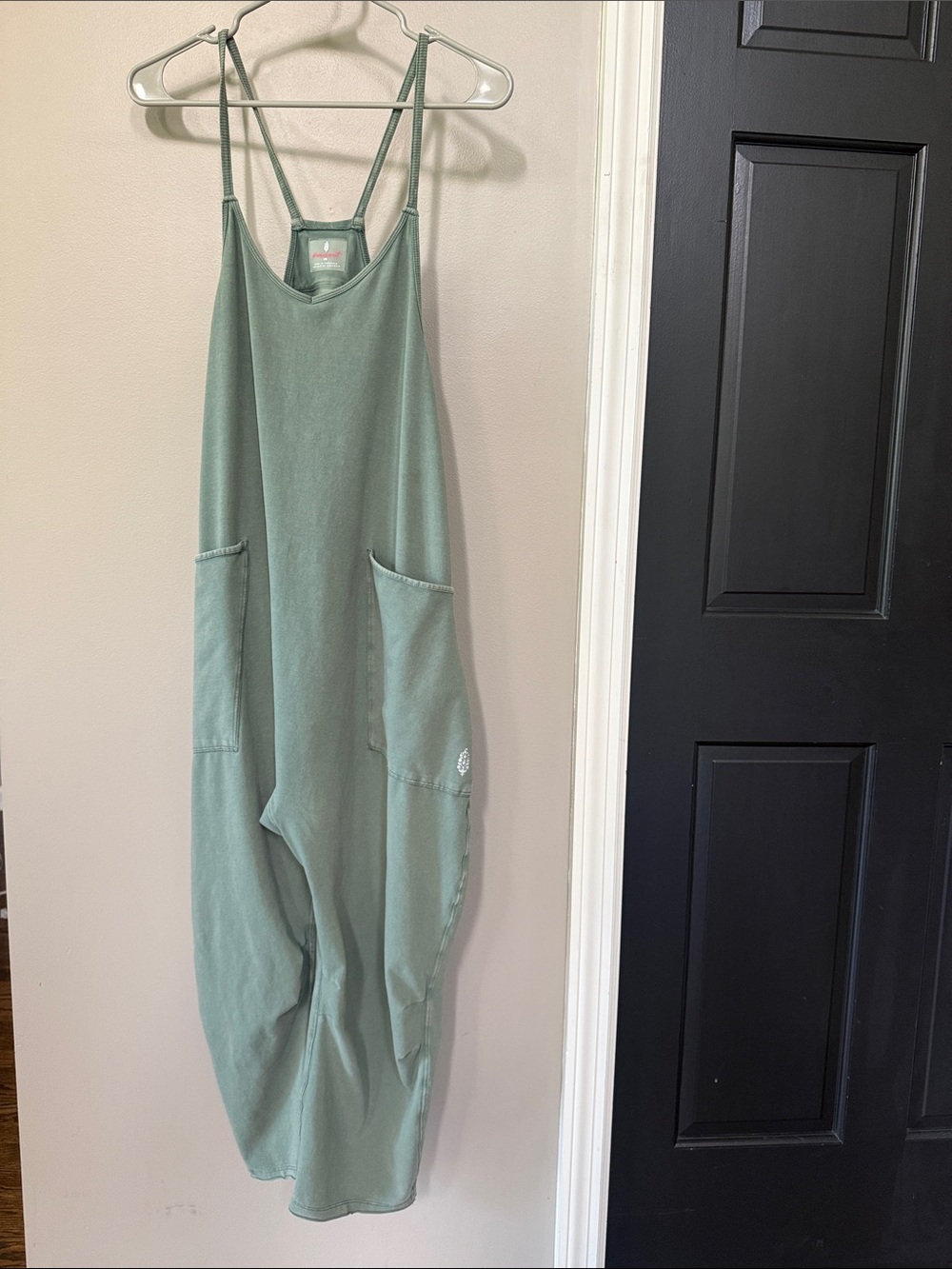 Free People Sage Green Relaxed-Strap Jumpsuit